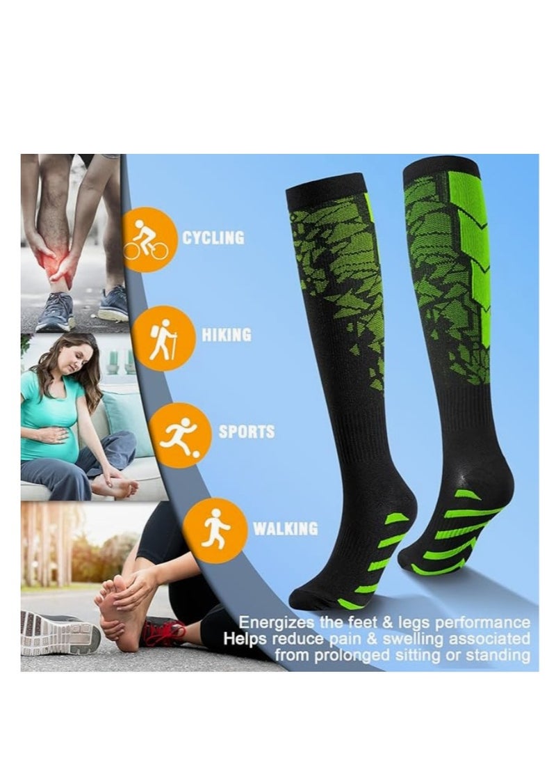 OASIS-TH - 6 Pairs Compression Socks For Women  Men Circulation Compression Socks 20-30 mmhg Best For Running Travel Reduce Calf Pain Faster Recovery Size L/XL - Image 1