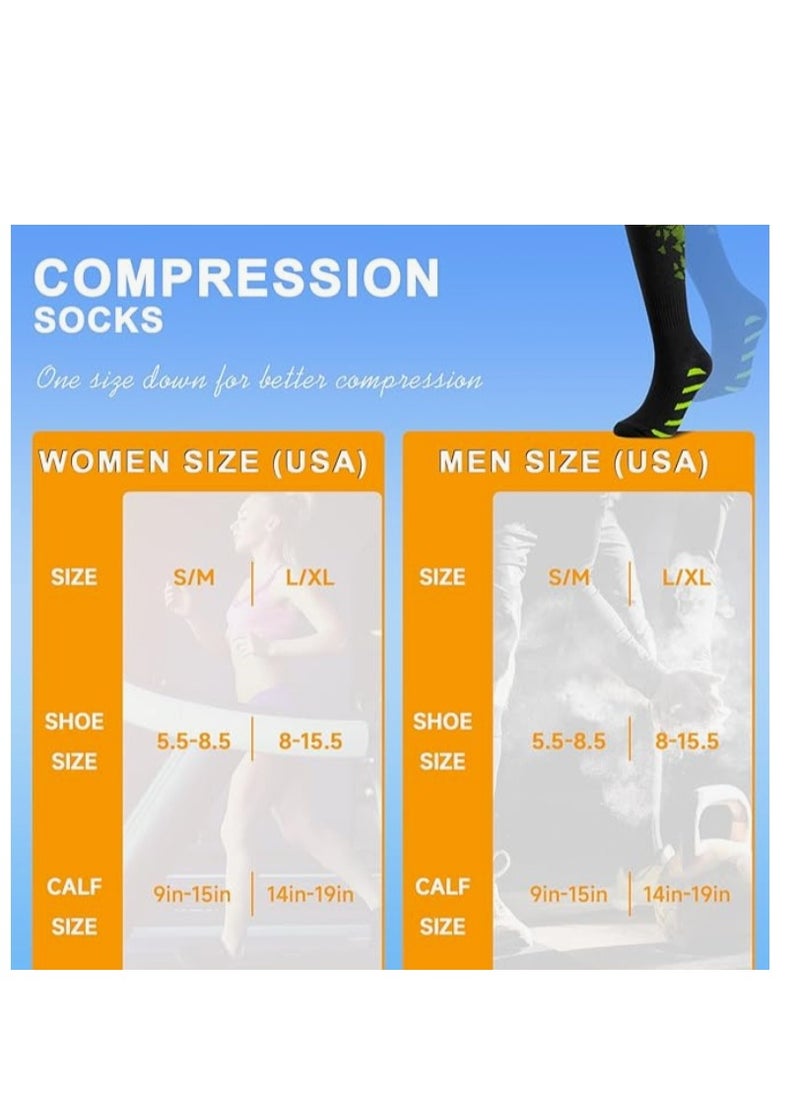 OASIS-TH - 6 Pairs Compression Socks For Women  Men Circulation Compression Socks 20-30 mmhg Best For Running Travel Reduce Calf Pain Faster Recovery Size L/XL - Image 1