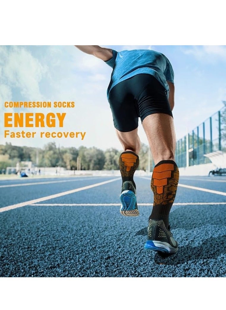 OASIS-TH - 6 Pairs Compression Socks For Women  Men Circulation Compression Socks 20-30 mmhg Best For Running Travel Reduce Calf Pain Faster Recovery Size L/XL - Image 1