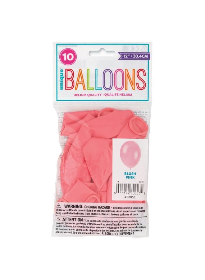Unique 12" Pack Of 10 Pink Balloons - Image 2