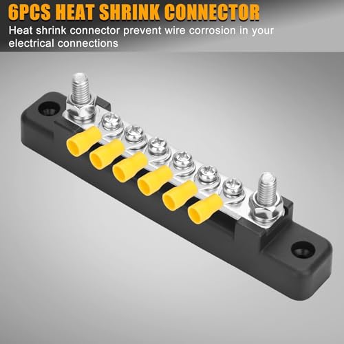 Linkstyle Negative Bus Bar 12V, Marine Gound BusBar Power Distribution Block, with 2X M6 Studs 6X M4 Screws Terminals, for Car Boat Caravan RV - Image 4