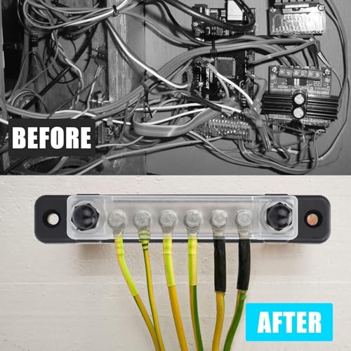 Linkstyle Negative Bus Bar 12V, Marine Gound BusBar Power Distribution Block, with 2X M6 Studs 6X M4 Screws Terminals, for Car Boat Caravan RV - Image 5