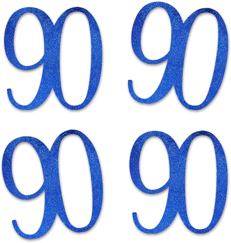 MAGJUCHE Blue Glitter 90 CutOut Numbers 90th Birthday Party Anniversary Decorations DIY Essentials - Image 1