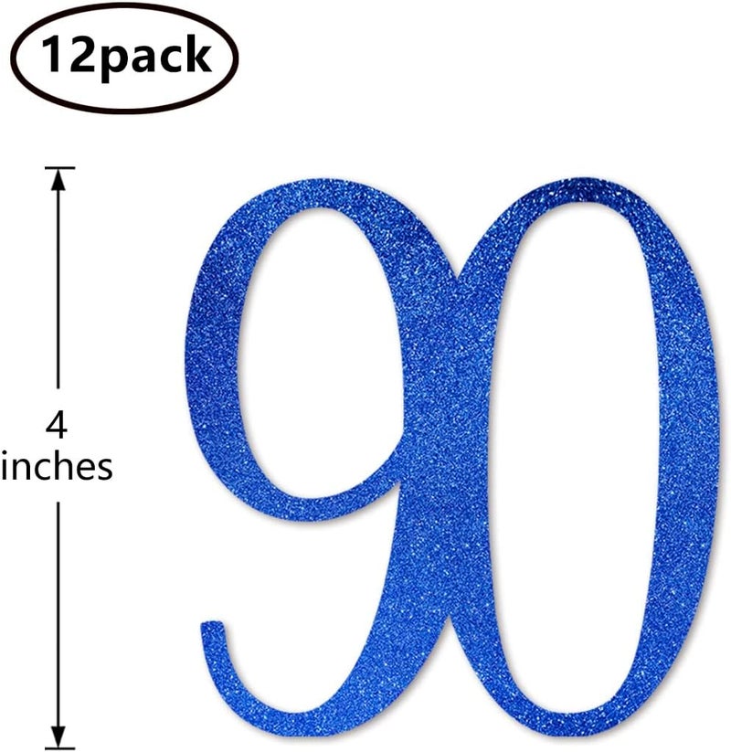 MAGJUCHE Blue Glitter 90 CutOut Numbers 90th Birthday Party Anniversary Decorations DIY Essentials - Image 2