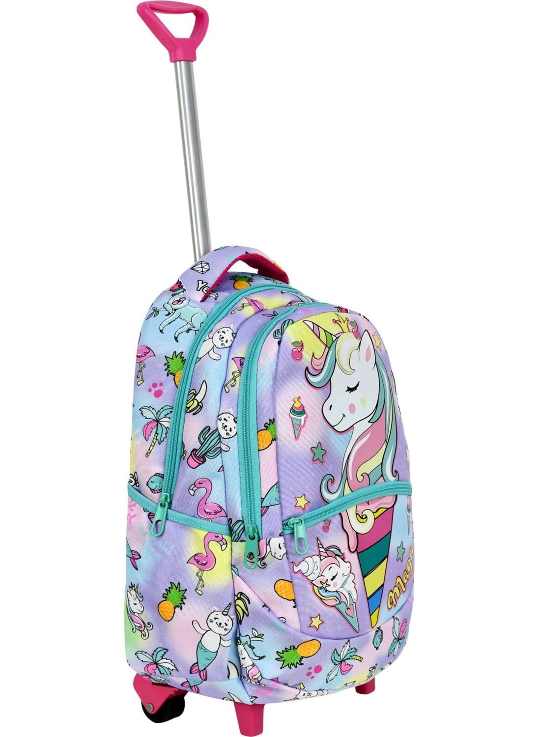 Çantaland 3-Piece School Set with Trolley, Unicorn Patterned Primary School Bag + Lunch Box + Pencil Case  - Image 2