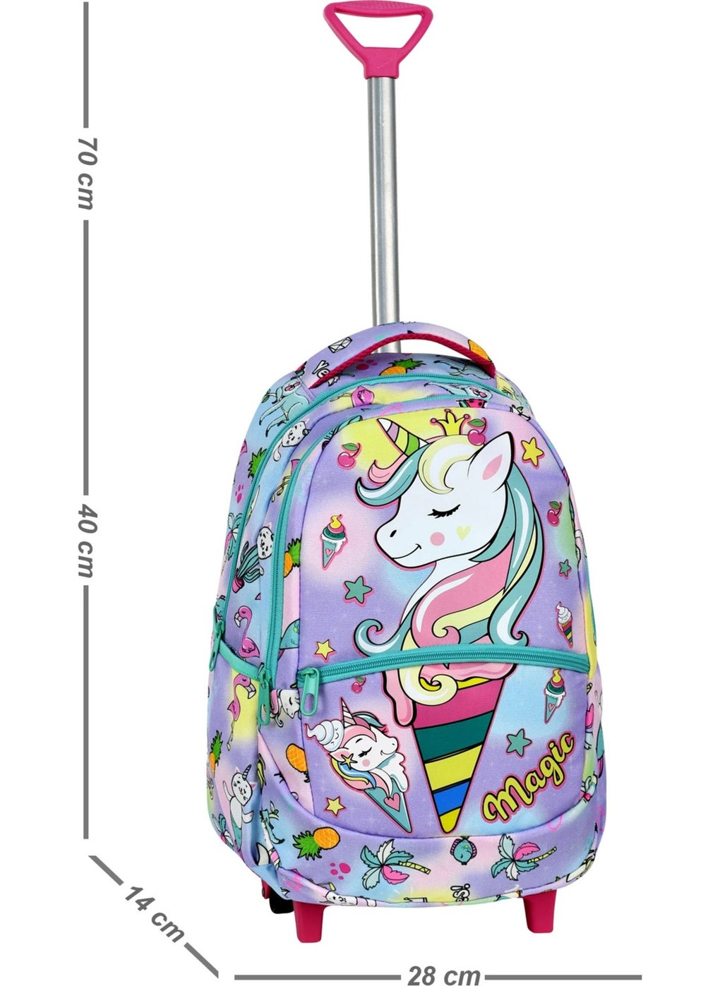 Çantaland 3-Piece School Set with Trolley, Unicorn Patterned Primary School Bag + Lunch Box + Pencil Case  - Image 5