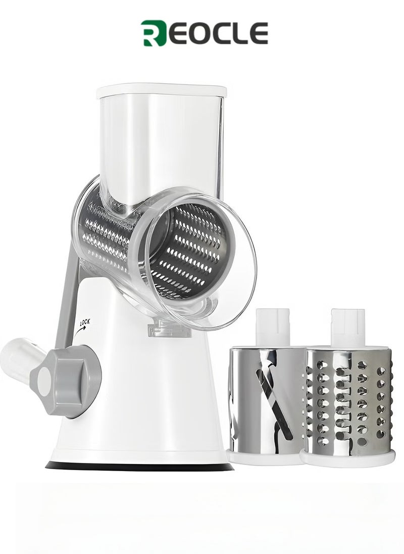 REOCLE Rotary Cheese Grater Kitchen Mandoline Vegetable Slicer Easy to Clean Rotary Grater Slicer for Fruit & Vegetables & Nuts  - Image 1