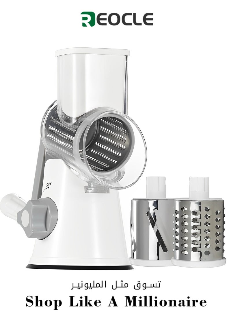 REOCLE Rotary Cheese Grater Kitchen Mandoline Vegetable Slicer Easy to Clean Rotary Grater Slicer for Fruit & Vegetables & Nuts  - Image 1