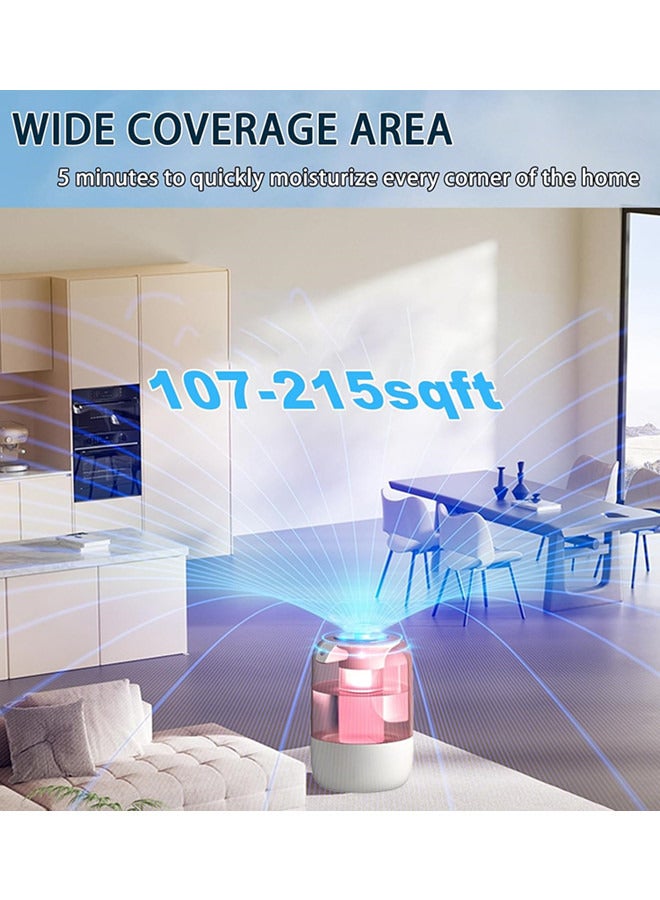 السعادة 7- ألوان مرطب الضوء، 2 لتر مرطب كبير مع شاشة عرض الرطوبة، مرطب ومنقي الهواء، مرطب الهواء الرطب البارد مناسب لغرف النوم، المكتب، 2 فوهة و 3 أنماط ضبط، ويستمر لمدة 20 ساعة - Image 2