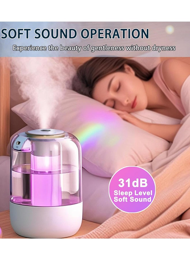 السعادة 7- ألوان مرطب الضوء، 2 لتر مرطب كبير مع شاشة عرض الرطوبة، مرطب ومنقي الهواء، مرطب الهواء الرطب البارد مناسب لغرف النوم، المكتب، 2 فوهة و 3 أنماط ضبط، ويستمر لمدة 20 ساعة - Image 4