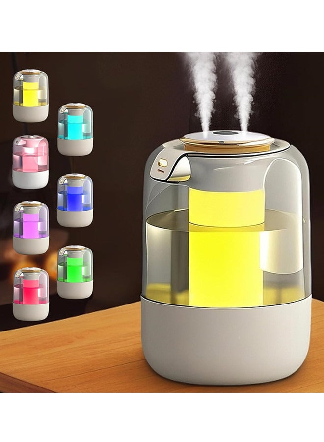 السعادة 7- ألوان مرطب الضوء، 2 لتر مرطب كبير مع شاشة عرض الرطوبة، مرطب ومنقي الهواء، مرطب الهواء الرطب البارد مناسب لغرف النوم، المكتب، 2 فوهة و 3 أنماط ضبط، ويستمر لمدة 20 ساعة - Image 1