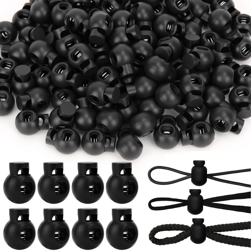 Hysagtek Plastic Cord Locks for Drawstrings Shoelaces, 100 Pcs Adjustable Round Cord Stops for Paracord, Backpacks - Image 1