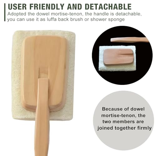 METLUCK 2 Pack Natural Exfoliating Loofah Luffa Loofa Bath Brush On a Stick, Shower Sponge Back Scrubber with Long Wooden Handle for Men & Women, Deep Clean and Invigorate Your Skin Back Brush - Image 4