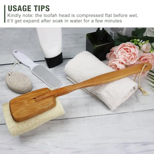 METLUCK 2 Pack Natural Exfoliating Loofah Luffa Loofa Bath Brush On a Stick, Shower Sponge Back Scrubber with Long Wooden Handle for Men & Women, Deep Clean and Invigorate Your Skin Back Brush - Image 5