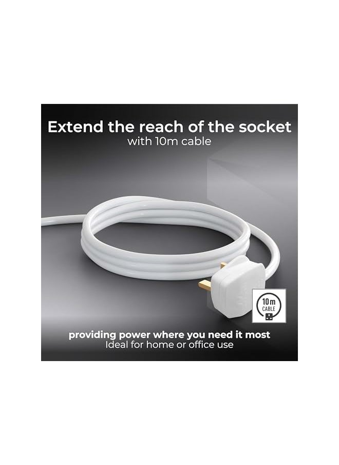 PROMASS promass BTN10-MP Two Socket Long Extension Lead, 10 Metres, White  - Image 3