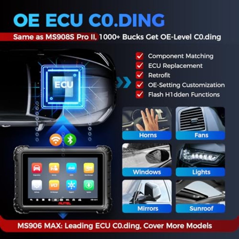 MS906 MAX Bi-Directional Scanner: 2025 Updated of MS906 Pro MP900BT with ECU Coding, DoIP, CANFD, FCA SGW AutoAuth, All System Scan, 40+ Service 3000+ Active Tests as MS908S PRO II - Image 3