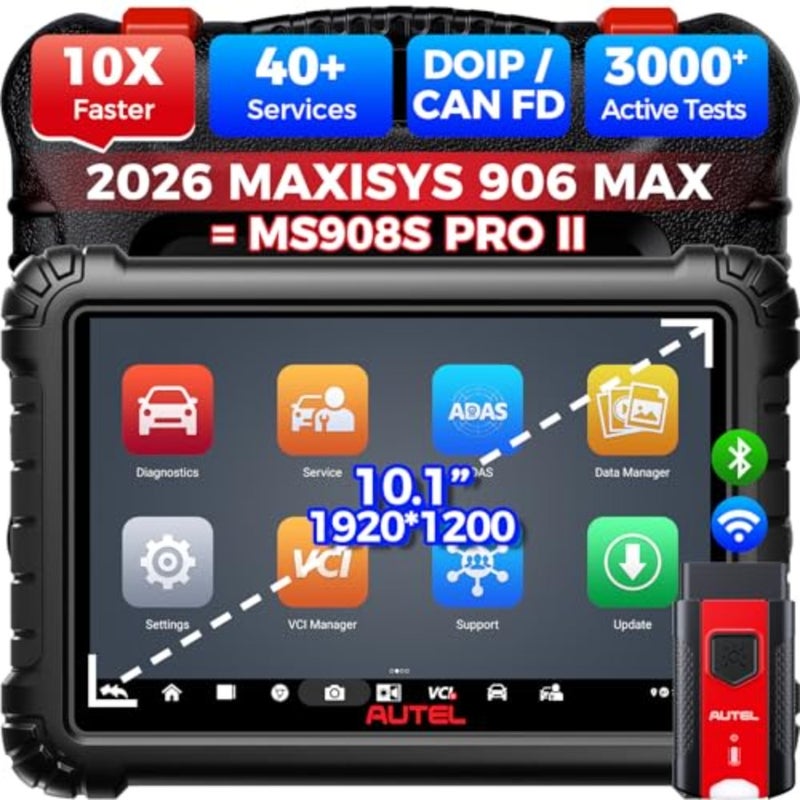 MS906 MAX Bi-Directional Scanner: 2025 Updated of MS906 Pro MP900BT with ECU Coding, DoIP, CANFD, FCA SGW AutoAuth, All System Scan, 40+ Service 3000+ Active Tests as MS908S PRO II - Image 1