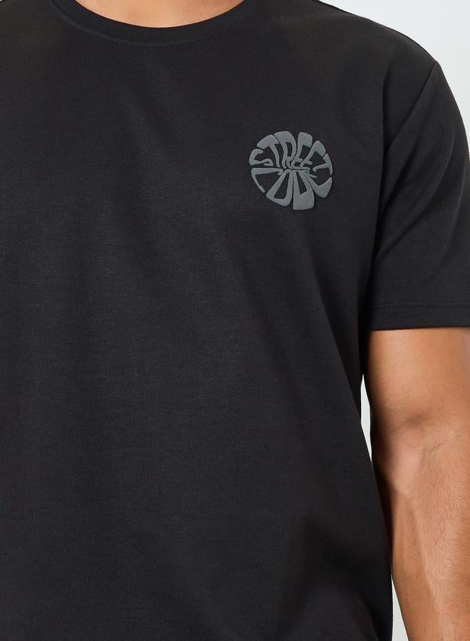 Styli Men Black Graphic Print Crew Neck T-Shirt - Image 3