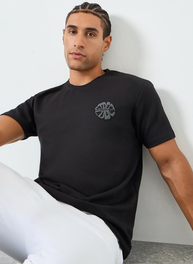 Styli Men Black Graphic Print Crew Neck T-Shirt - Image 5