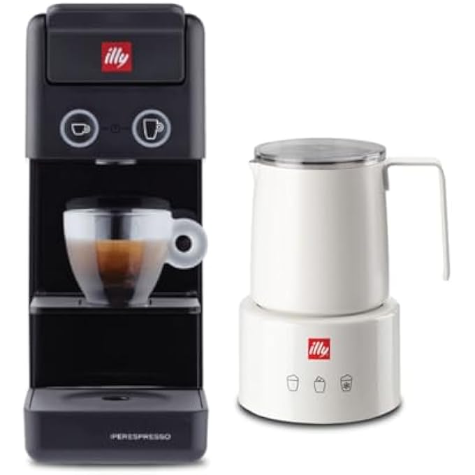 Illy Y33 Black Iperespresso Coffee Machine With White Milk Frother Bundle Pack - Image 1