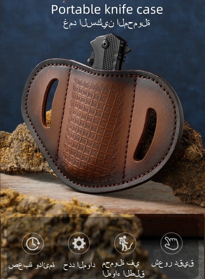 nihao Carved Leather Case, Top Layer Cowhide Folding Knife Case, Leather Case For EDC Pocket Knife, Outdoor Knife Storage - Image 2