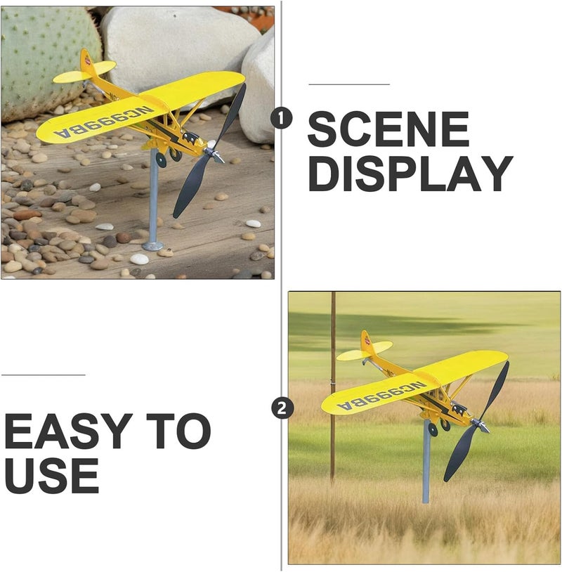 Metal Airplane Weather Vane Wind Spinner Outdoor Garden Yard Metal Direction Vane Roof Mount 20x18cm for Patio Lawn - Image 4