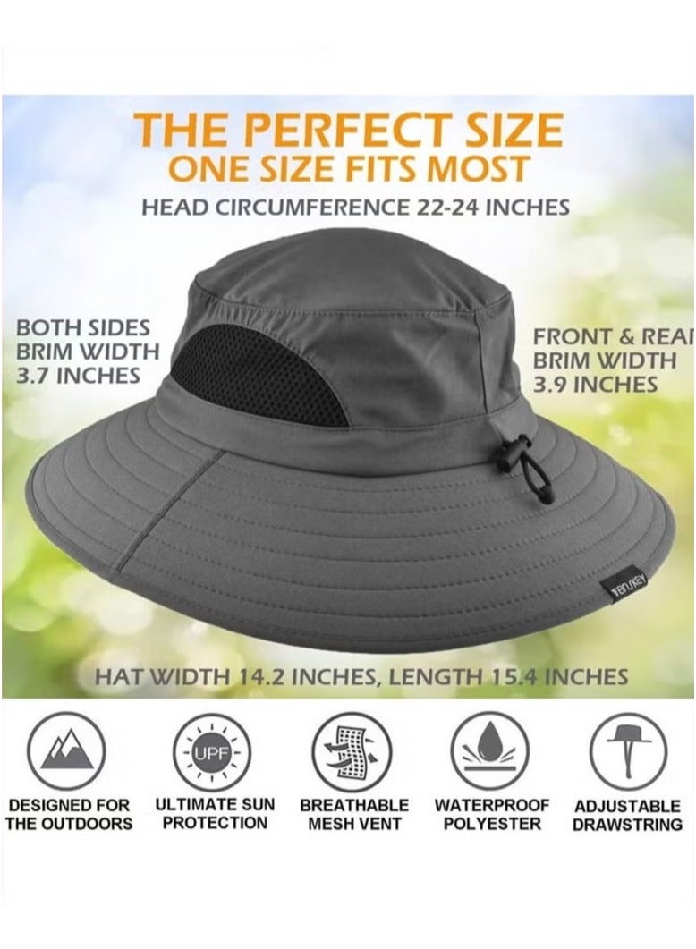 Sun Hat UV Protection,Breathable Cowboy Hat, Wide Brim Boonie Hat for Men and Women, Outdoor Fishing Hiking Beach - Image 4