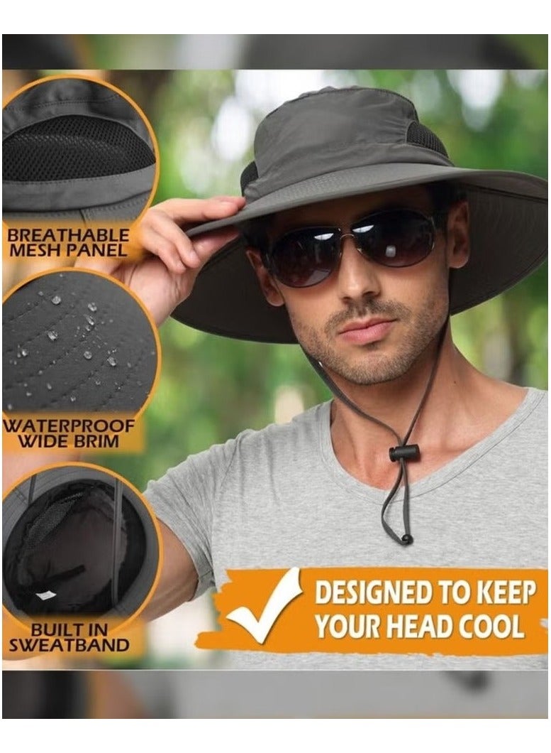 Sun Hat UV Protection,Breathable Cowboy Hat, Wide Brim Boonie Hat for Men and Women, Outdoor Fishing Hiking Beach - Image 3