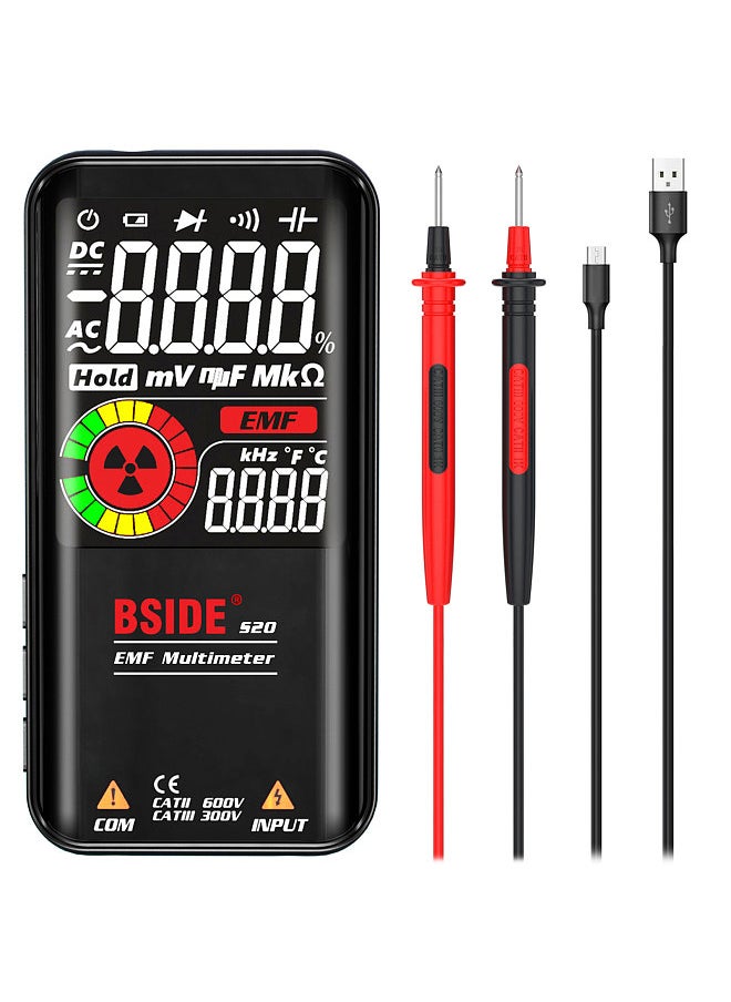 BSIDE - S20 Intelligent EMF Multimeter Electromagnetic Radiation Detector 3.5-inch Colored Display 9999 Counts Auto Range Rechargeable Universal Meter Radiation Monitor AC/DC Voltmeter Ohmmeter Test - Image 1