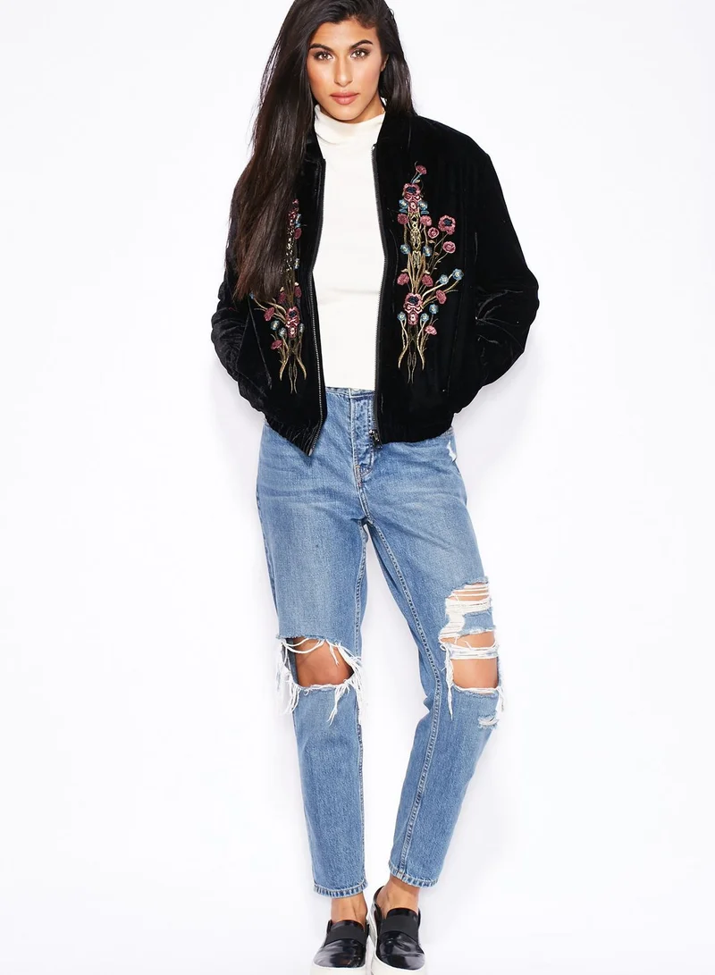 TOPSHOP Embroidered Bomber Jacket