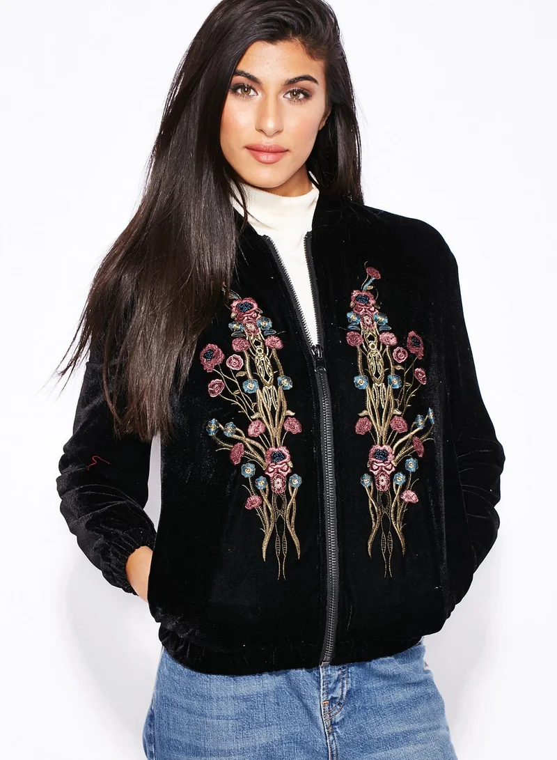 TOPSHOP Embroidered Bomber Jacket