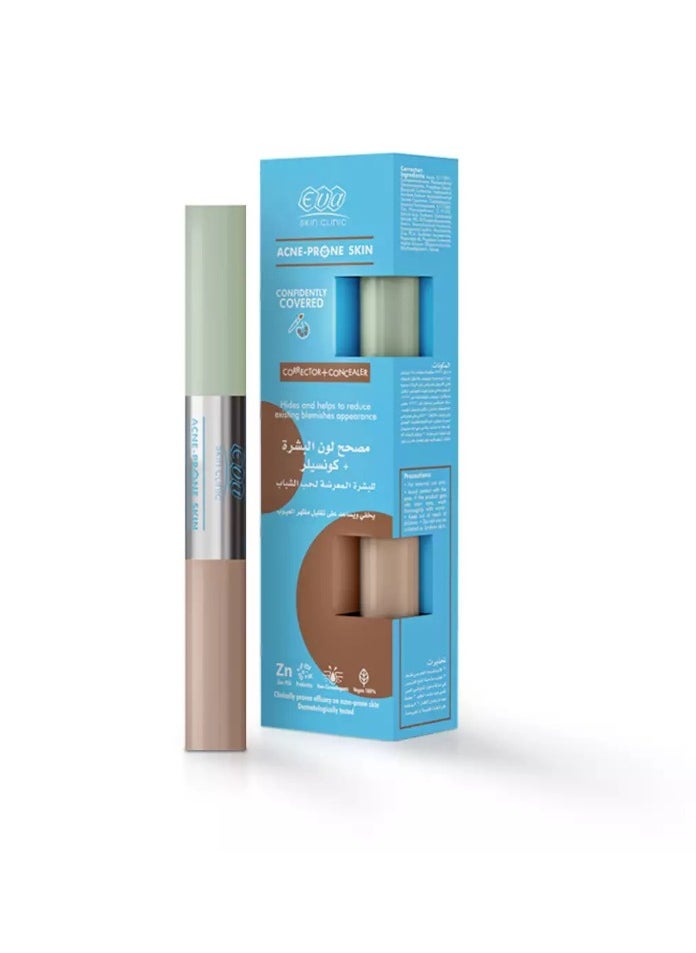 Eva EVA SKIN CLINIC ACNE-PRONE CORRECTOR + CONCEALER 2 × 6 ML 