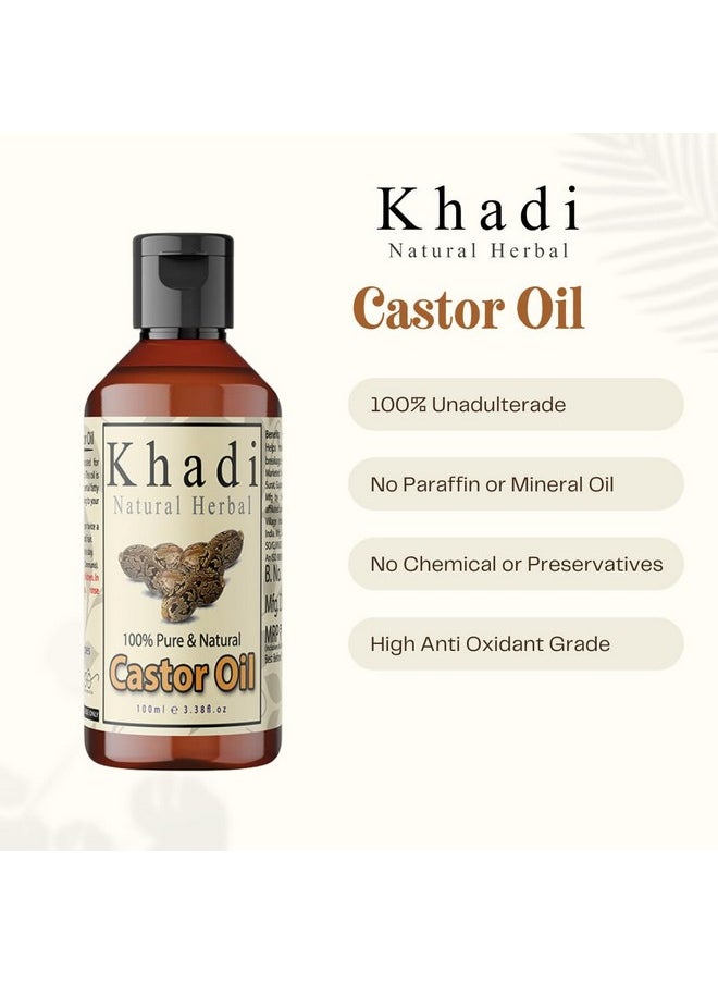 Khadi Natural Herbal - Castor Oil For Hair Growth | Cold Pressed Castor Oil For Skin And Healthy Hair Growth | Pure And Natural Castor Oil (Pack Of 100Ml) - Image 1