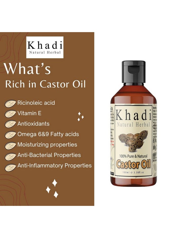 Khadi Natural Herbal - Castor Oil For Hair Growth | Cold Pressed Castor Oil For Skin And Healthy Hair Growth | Pure And Natural Castor Oil (Pack Of 100Ml) - Image 1