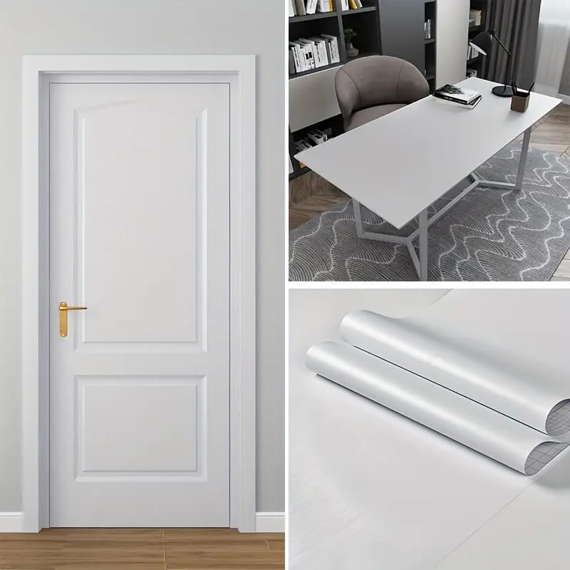 LIVECOOL Wall Paper Self-Adhesive Door Stickers for Renovating Old Doors, Waterproof,Oil Proof,PVC Vinyl DIY Kitchen Decorative Wallpaper (Wooden White, 60 X 500 Cm) - Image 4