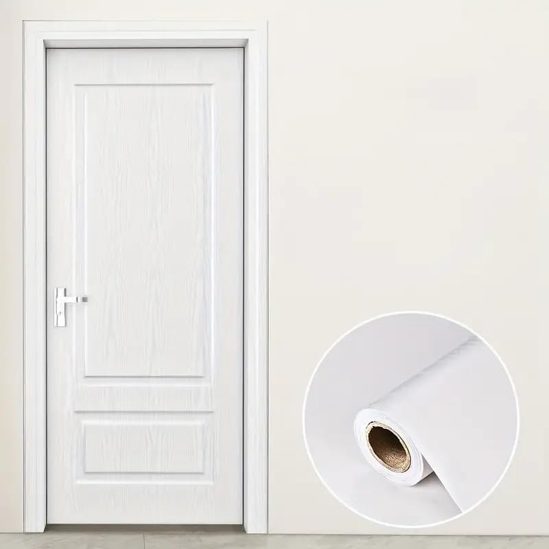LIVECOOL Wall Paper Self-Adhesive Door Stickers for Renovating Old Doors, Waterproof,Oil Proof,PVC Vinyl DIY Kitchen Decorative Wallpaper (Wooden White, 60 X 500 Cm) - Image 2