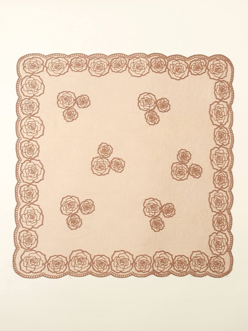 Floerns Women's Flower Embroidery Hair Scarf Headband Sheer Lace Hair Bandana Rust Brown One Size - Image 5