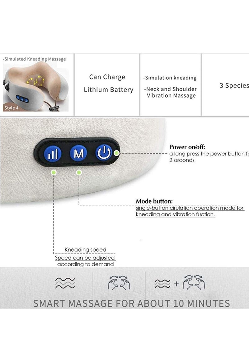 ELTRAZONE Rechargeable U Shaped Cervical Massage Pillow Neck Massager Vibration Pillow, Multifunctional Shoulder and Electric for Relax Muscles Fatigue - Image 5