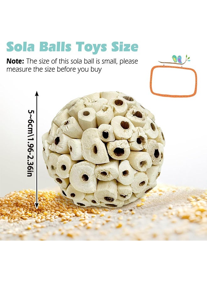 2 Pack Small Sola Balls Bird Toys Soft & Chewable Bird Chew Ball Natural Sola Plant Lightweight Shred Toy for Parakeet Cockatiel Lovebird Budgie and Similar Sizes Pets - Image 2