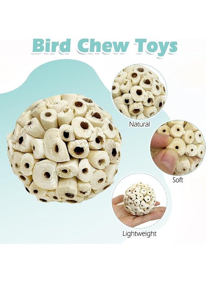 2 Pack Small Sola Balls Bird Toys Soft & Chewable Bird Chew Ball Natural Sola Plant Lightweight Shred Toy for Parakeet Cockatiel Lovebird Budgie and Similar Sizes Pets - Image 3