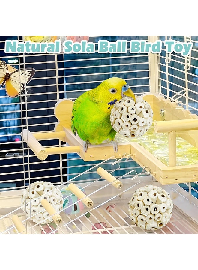 2 Pack Small Sola Balls Bird Toys Soft & Chewable Bird Chew Ball Natural Sola Plant Lightweight Shred Toy for Parakeet Cockatiel Lovebird Budgie and Similar Sizes Pets - Image 5