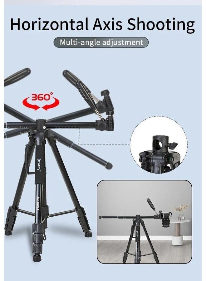 JMARY Professional Tripod Stand for DSLR, Mirrorless Camera, 1.79m Extended Length, 1.75kg, 3kg Load Capacity, Aluminum KP-2294 - Image 3