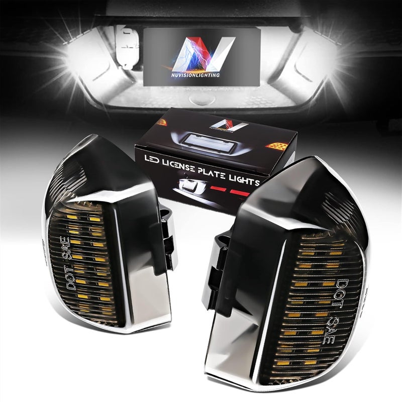 NVL-LPL-020 زوج من أضواء لوحة الترخيص LED ذات العدسة المدخنة والضوء الأبيض المتوافقة مع 00-06 Suburban / 99-13 Silverado / 02-13 Avalanche - Image 1