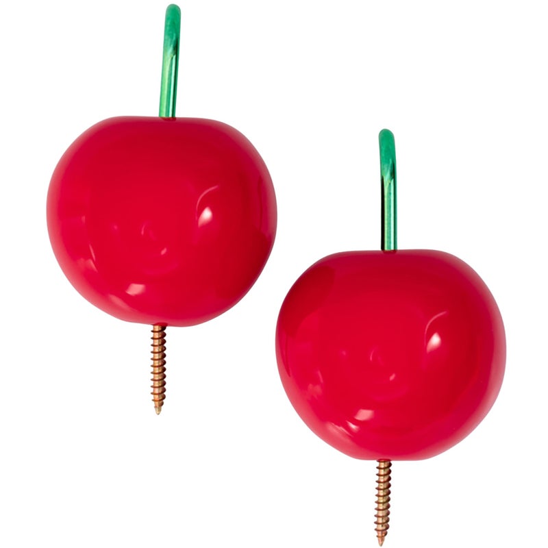 ban.do Cute Hooks for Wall, Sculptural Decorative Hooks for Hanging, 3D Fruit Unique Wall Hanger for Jewelry/Keys, Cherry - Image 1