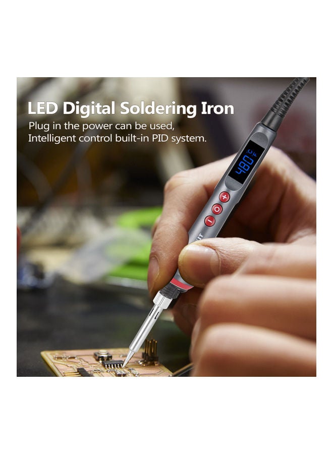 كاوية لحام بإضاءة LED وقدرة 90 وات لون أسود - Image 3