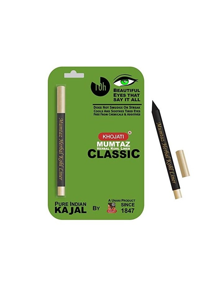 Khojati Mumtaz Herbal Kohl Liner Classic Pure Indian Kajal 1g Lasts Upto 10Hrs Does Not Smudge Or Streak - Image 1