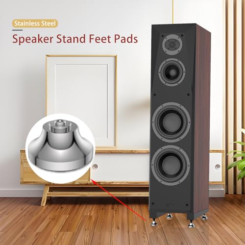 VIBORG Audiocrast IF4021S HiFi Speaker Isolation Feet Pads 4PCs Stainless Steel 40x21mm Silver Speaker Shock Absorber Vibration Dampener Floor Protector for Audio Subwoofer CD DVD Amplifier Turntable DAC - Image 4