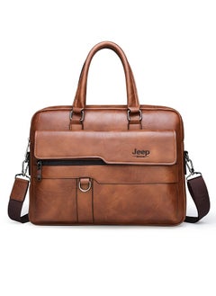 Jeep Men's Fashion Crossbody Briefcase - Fashion Horizontal Business Shoulder Bag, Durable Design Laptop Messenger Bag Khaki  - Image 1
