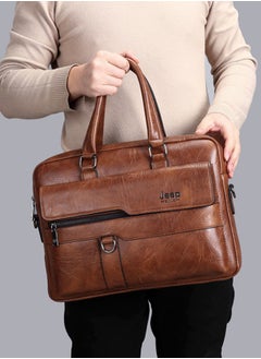 Jeep Men's Fashion Crossbody Briefcase - Fashion Horizontal Business Shoulder Bag, Durable Design Laptop Messenger Bag Khaki  - Image 3