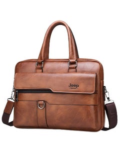 Jeep Men's Fashion Crossbody Briefcase - Fashion Horizontal Business Shoulder Bag, Durable Design Laptop Messenger Bag Khaki  - Image 2
